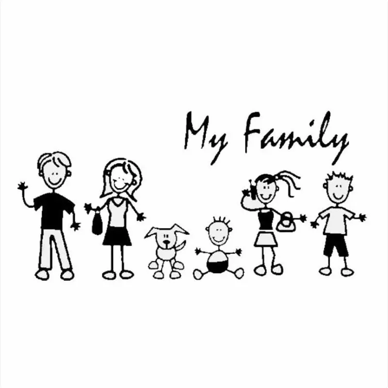 

Car Sticker Family Stick Figure Kid Baby Cat Dog Pet Creativity Bumper Applique PVC,10*20cm