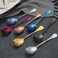 creative shell shape stainless steel spoon teaspoons coffee spoons ice cream sugar dessert spoons tableware kitchen accessories