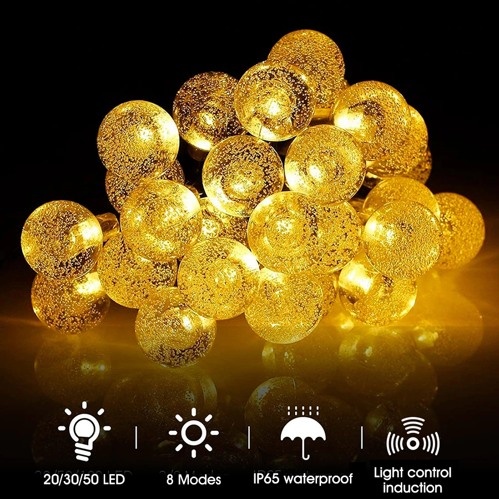 

20/50/30LEDs 10m Crystal Ball Solar Light Outdoor IP65 Waterproof String Fairy Lamps Solar Garden Garlands Christmas Decoration