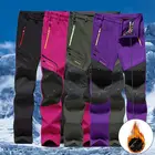 Брюки мужскиеженские водонепроницаемые, спортивные повседневные штаны для отдыха на открытом воздухе, кемпинга, треккинга, мужские зимние теплые бархатные Походные штаны с мягкой оболочкой