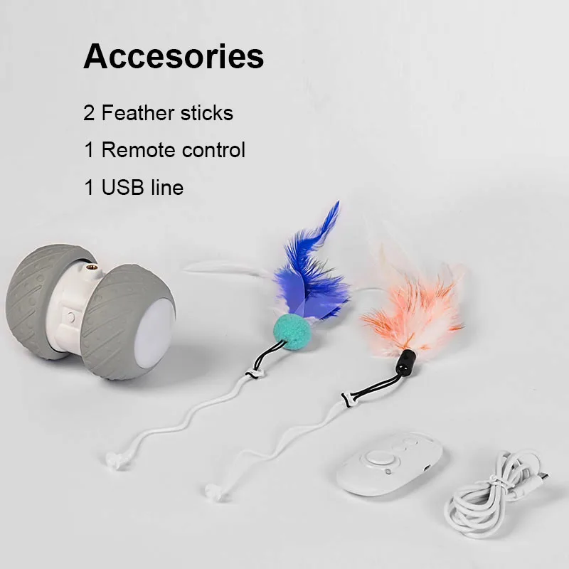 

Remote Control Electronic Interactive Cat Toys Intelligence Rotating Feather Cat Toy Automatic Led Robotic Toys For Kitten
