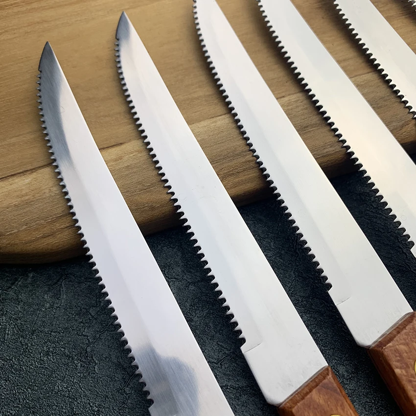 Набор столовых ножей из нержавеющей стали с деревянной ручкой 6 шт. | Дом и сад