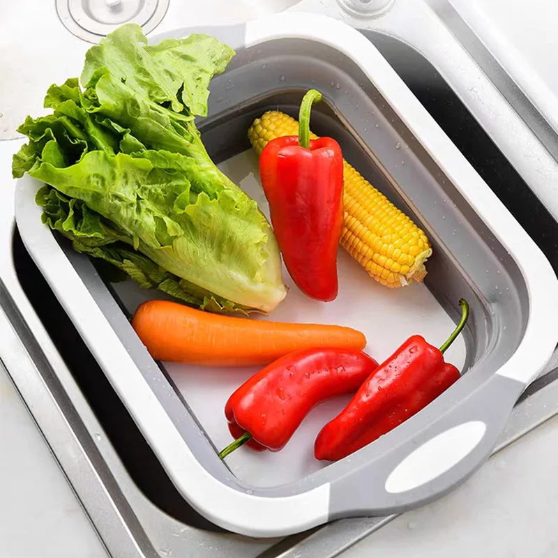 kitchen gadgets folding chopping blocks colander food chopping boards washing basket drain kitchen organizer cutting boards free global shipping