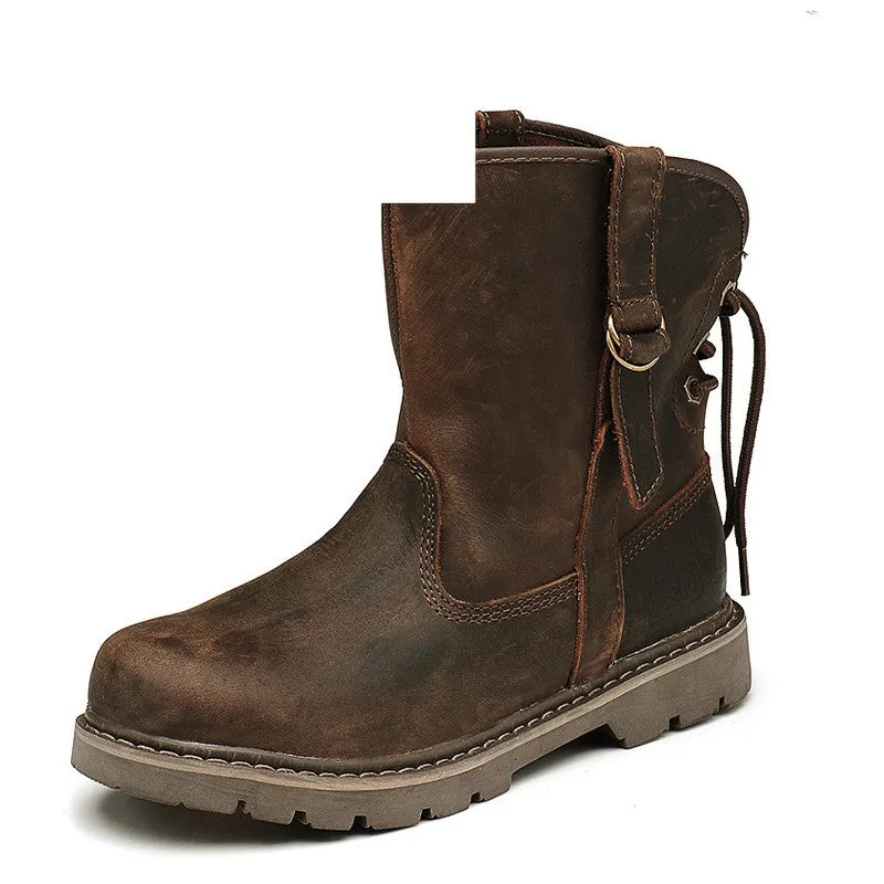 

Мужские замшевые ботинки из натуральной кожи, коричневые Теплые ботильоны с плюшевой подкладкой, повседневные ботинки-мартинсы, обувь для ...