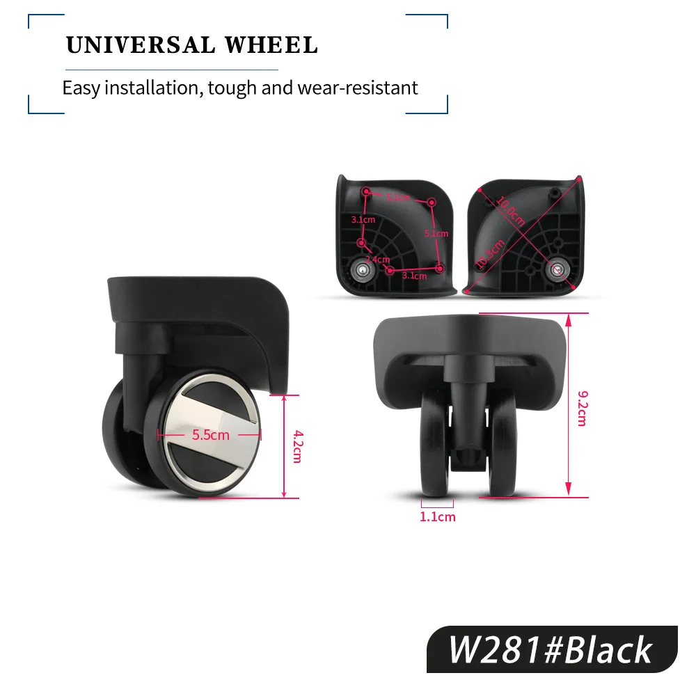 HANLUOKE W281 Luggage Universal Wheel Accessories Wheel Doarding Password Box Wheel Pulley Aircraft Wheel Wear-Resistant Repair