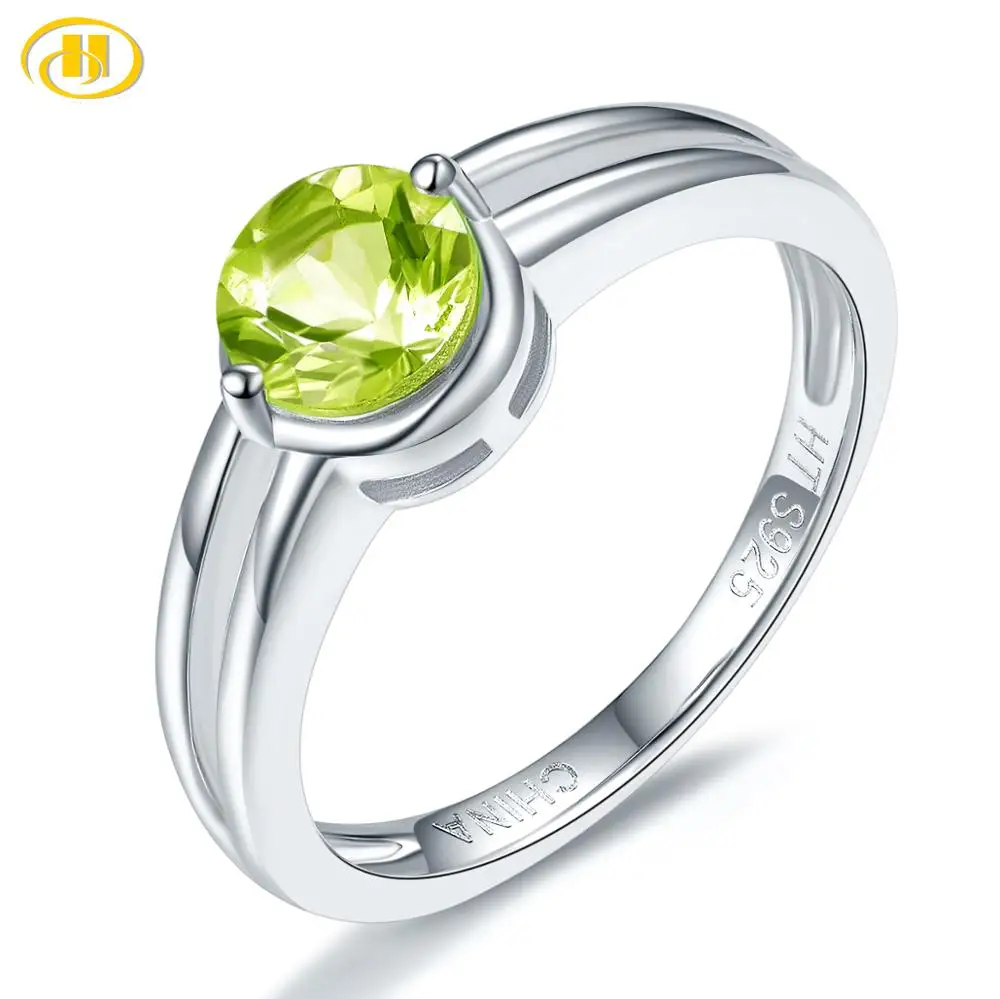 Peridot Hutang Натуральный аквамарин женское кольцо Твердые 925 пробы серебряные кольца с голубым драгоценным камнем изящные элегантные Свадебные обручальные ювелирные изделия Новинка - Цвет камня: Peridot