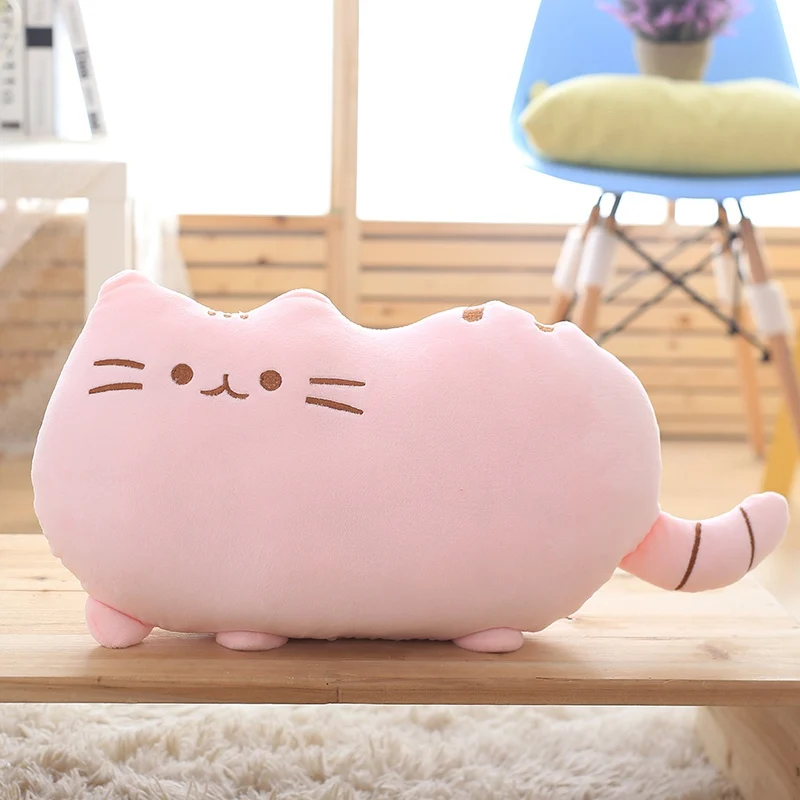 Розовый 25-50 см Kawaii кошка подушка с застежкой-молнией и PP хлопок Печенье плюшевый Кот, животное, кукла дети ребенок Peluche подарок Pushin игрушка дешево - Цвет: Розовый