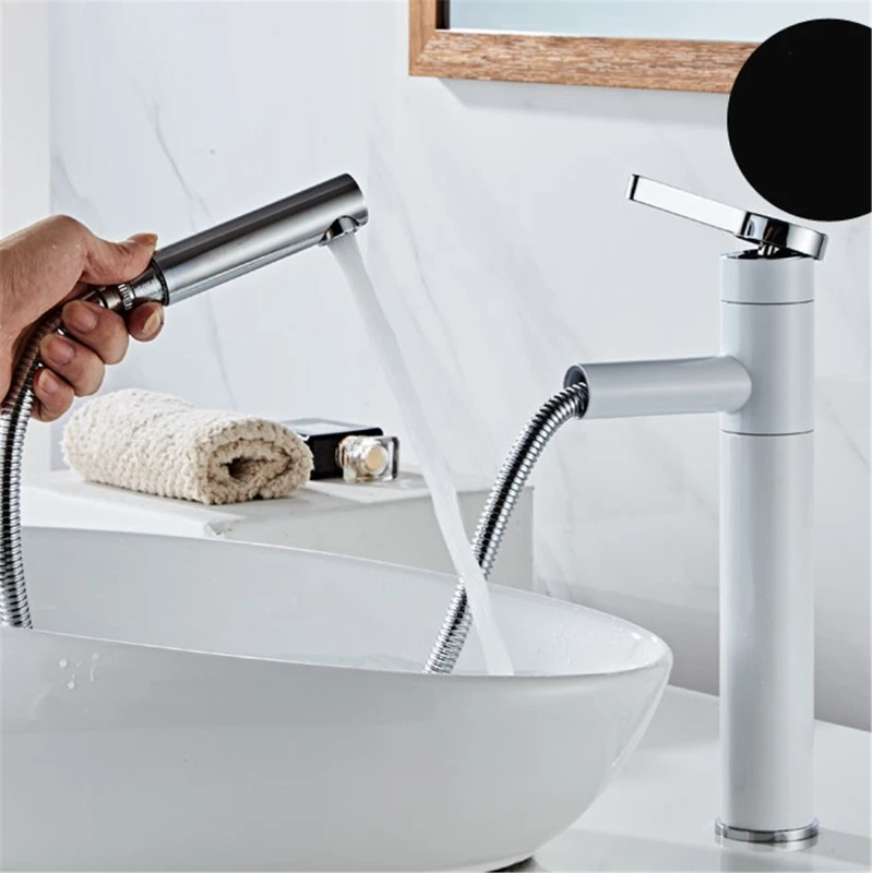 

Bathroom Kitchen Basin Faucet Single Handle Pull Out Spray Sink Tap