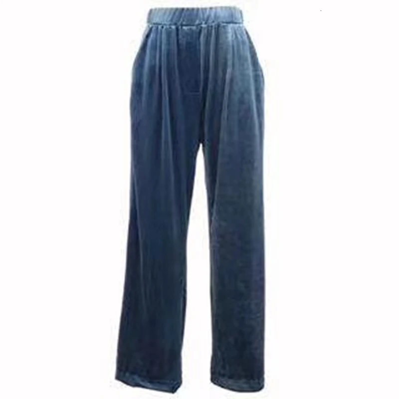 TWOTWINSTYLE бархатные элегантные женские брюки с эластичной высокой талией широкие