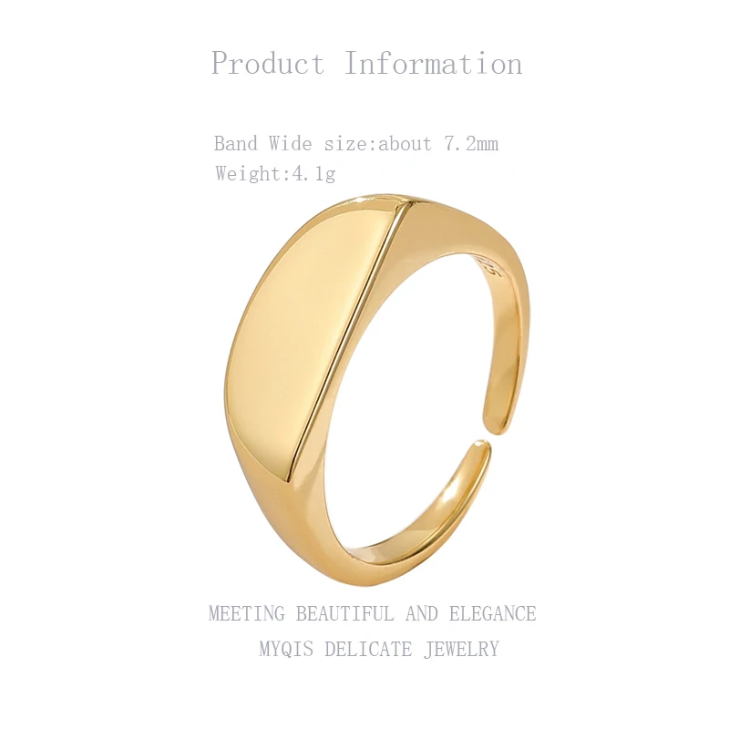 

Vintage Jewelry 18K Gold Rings Square Stamp S925 2021 Trend Adjustable Finger Wedding Couple Ring For Girl Women Office 2019