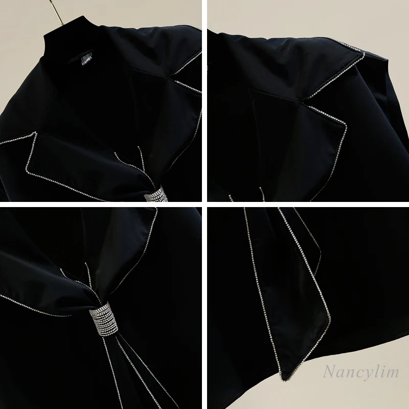 Pull-over ample sans manches avec strass pour femme, joli haut de bureau, style décontracté, nouveau tempérament