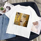 Винтажные топы с рисунком Густава Климта, картина маслом, эстетическое искусство, летняя Милая женская футболка с рисунком мамы и ребенка, повседневная Веселая свободная футболка