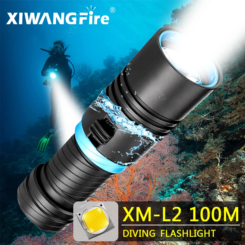 L2 Super Bright Diving Flashlight IP68 Waterproof Rating Professional Diving Light Powered...