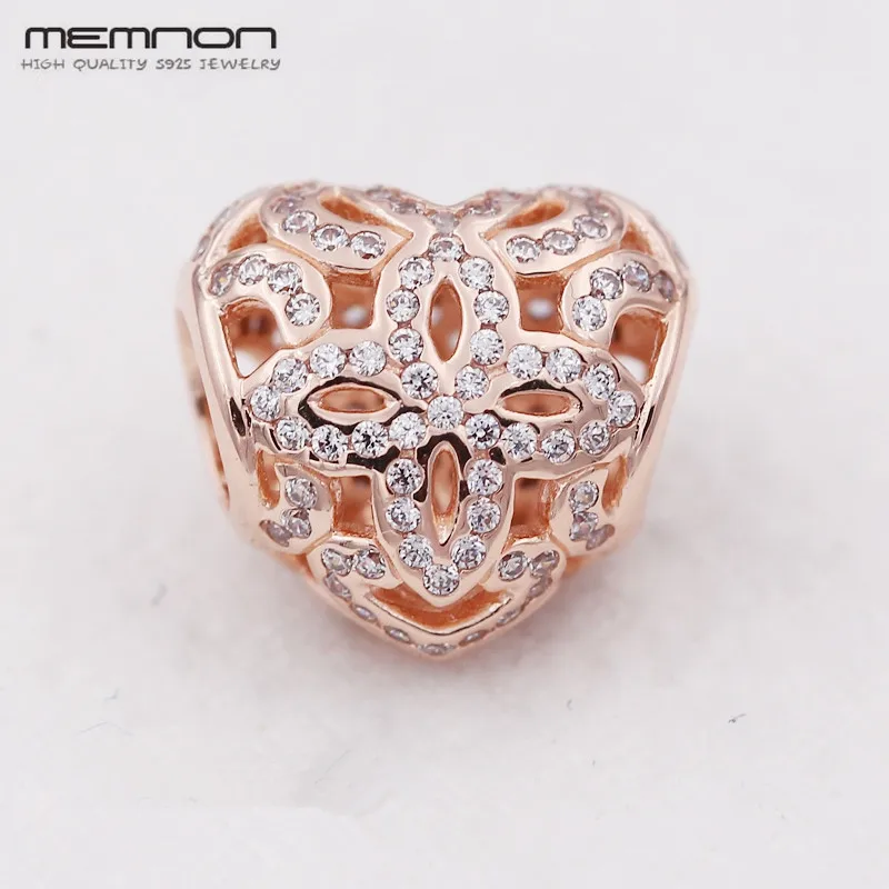 

Silver hearts charms with rose gold fit 925 sterling silver bead Bracelet necklace DIY pendant for jewelry making Jewyuer BE174