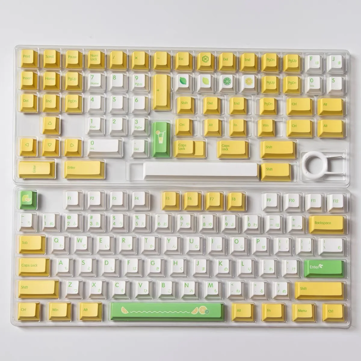 

139 Keys Lemon PBT Dye Subbed Keycaps Japanese For Cherry IKBC Mechanical Keyboard 61 64 74 78 84 96 98