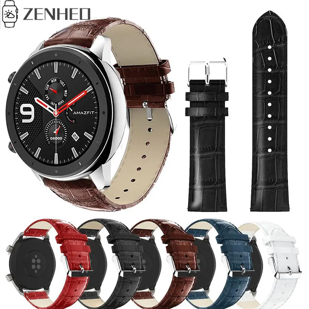 

22mm Band Strap for Xiaomi Huami Amazfit GTR 47mm Leather Watchband for Galaxy Watch 46mm/Gear S3 Bracelet Wristband