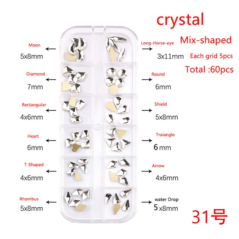 Новые разнообразные Стразы для ногтей 3D кристалл AB/прозрачные камни блестящие