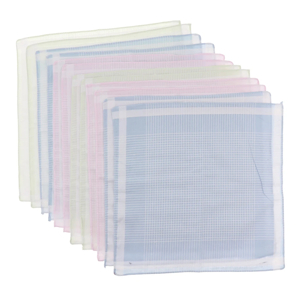 

12Pack Men/Women Elegant Soft Cotton Handkerchief Vintage Hanky