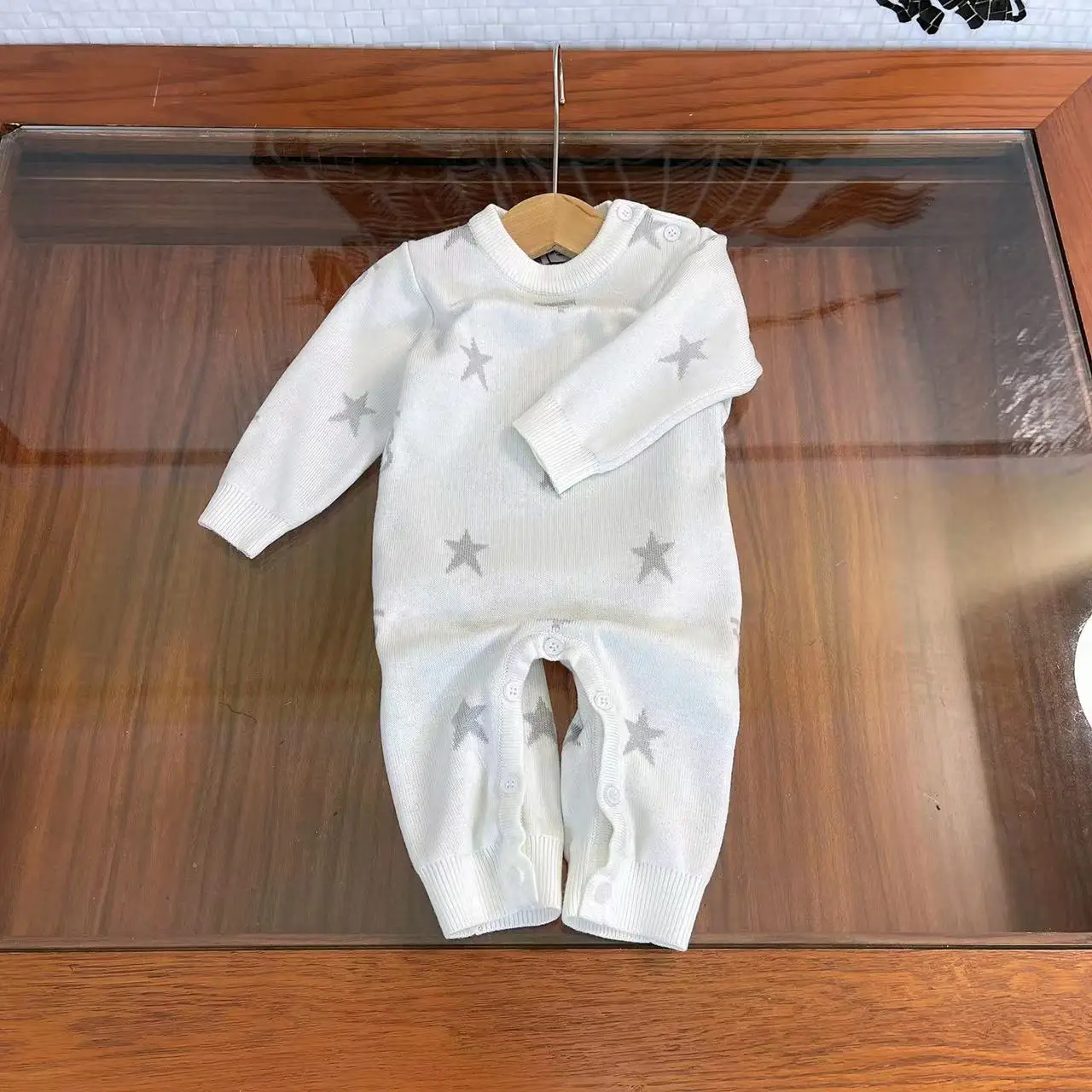 

High-end children's clothing 2021 baby one-piece knitted romper spring autumn winter baby autumn pajamas underwear set winter