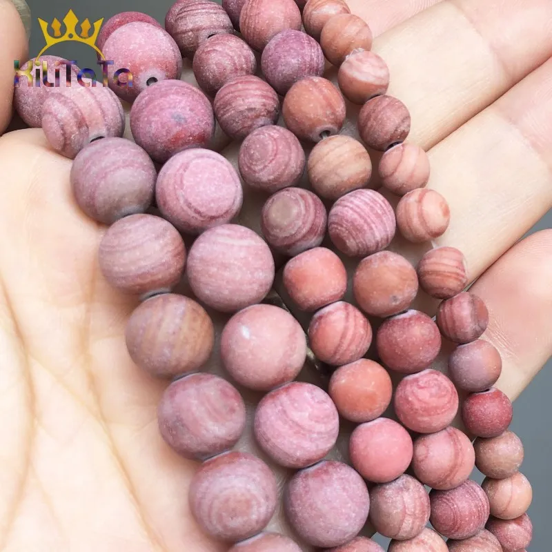 Бусины из натурального камня матовые блестящие красные бусины в полоску для