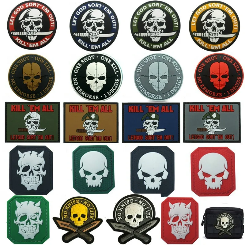 

Skull Badges Patches PVC Rubber HOOK Patch Armbands Clothes Accessories