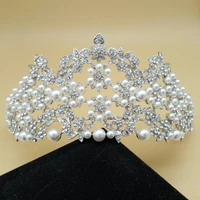 pearl tiaras and crowns silver color rose gold rhinestone diadems wedding bride hair accessories party headpiece women 2021 new