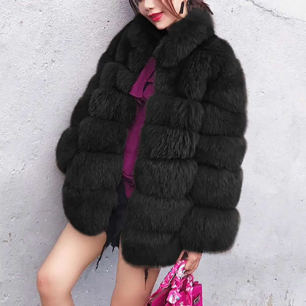 

Faux Fur Coat Plus Size 4XL Women Autumn Winter Fluffy 2019 Plush Coat Solid Long Sleeve Cardigan Coat Warm Soft Outwear