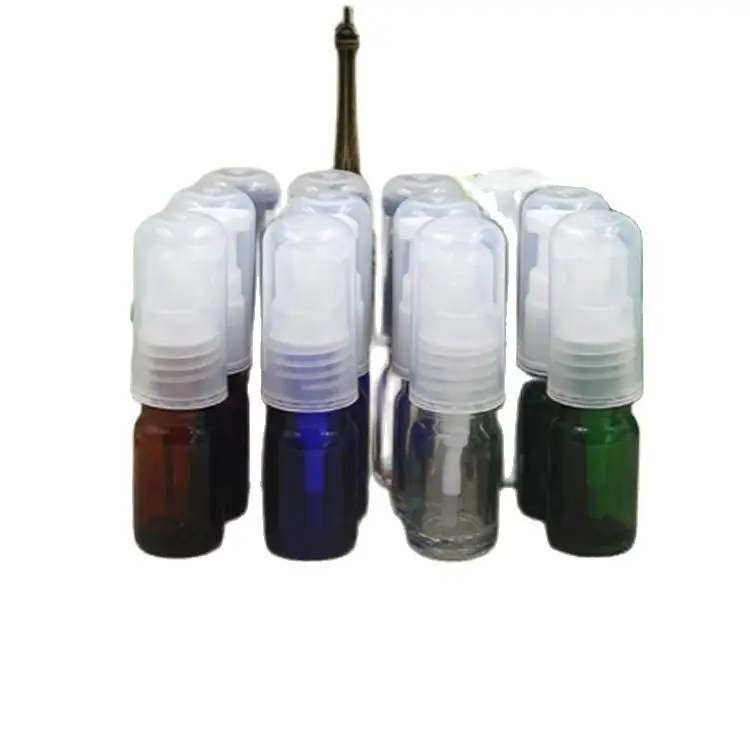 5 мл голубая/прозрачная/зеленая/коричневая стеклянная бутылка с пластиковым
