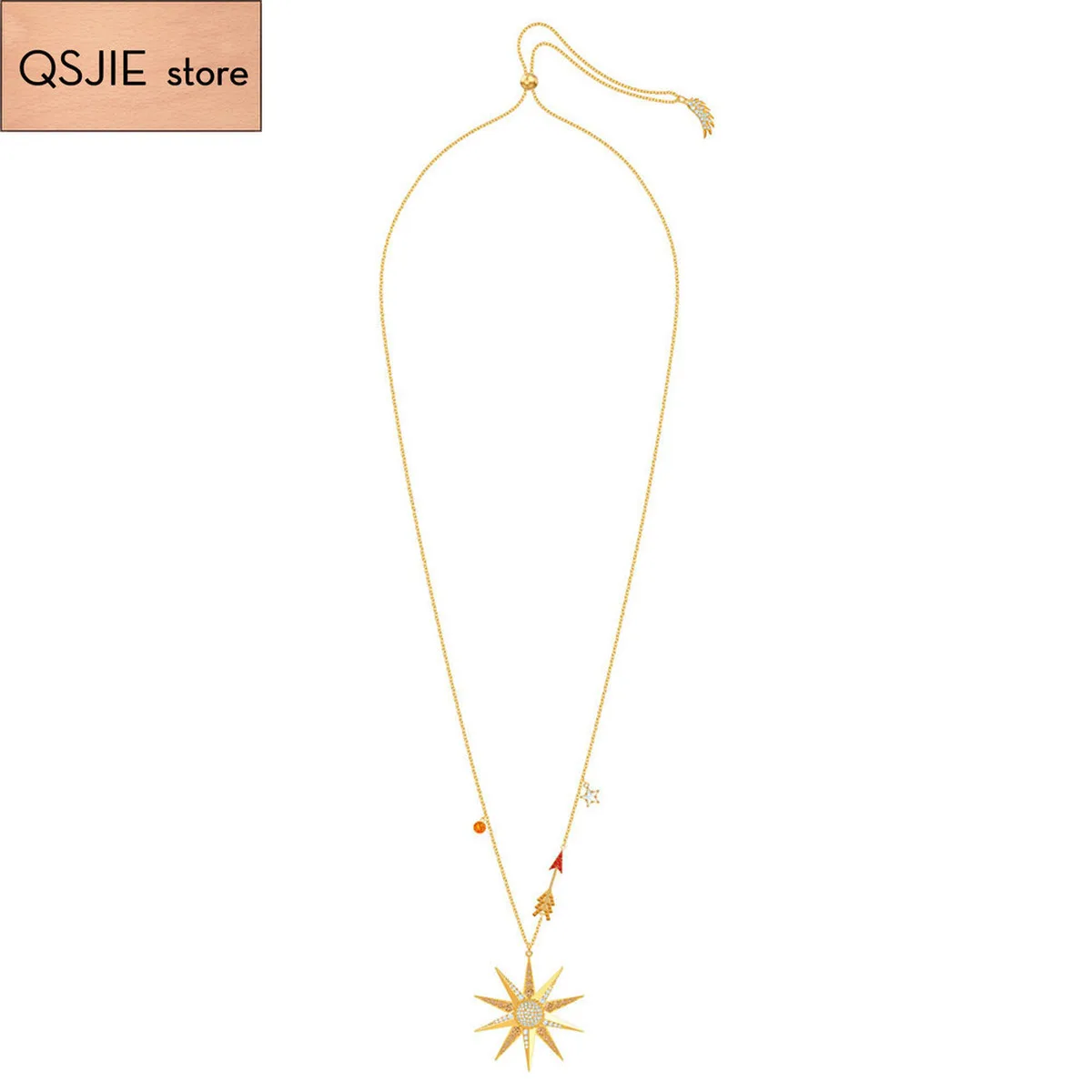 

High Quality SWA Fashion Charm New Happiness Star Hanging Bright Definition Arrow Lady Necklace Charming