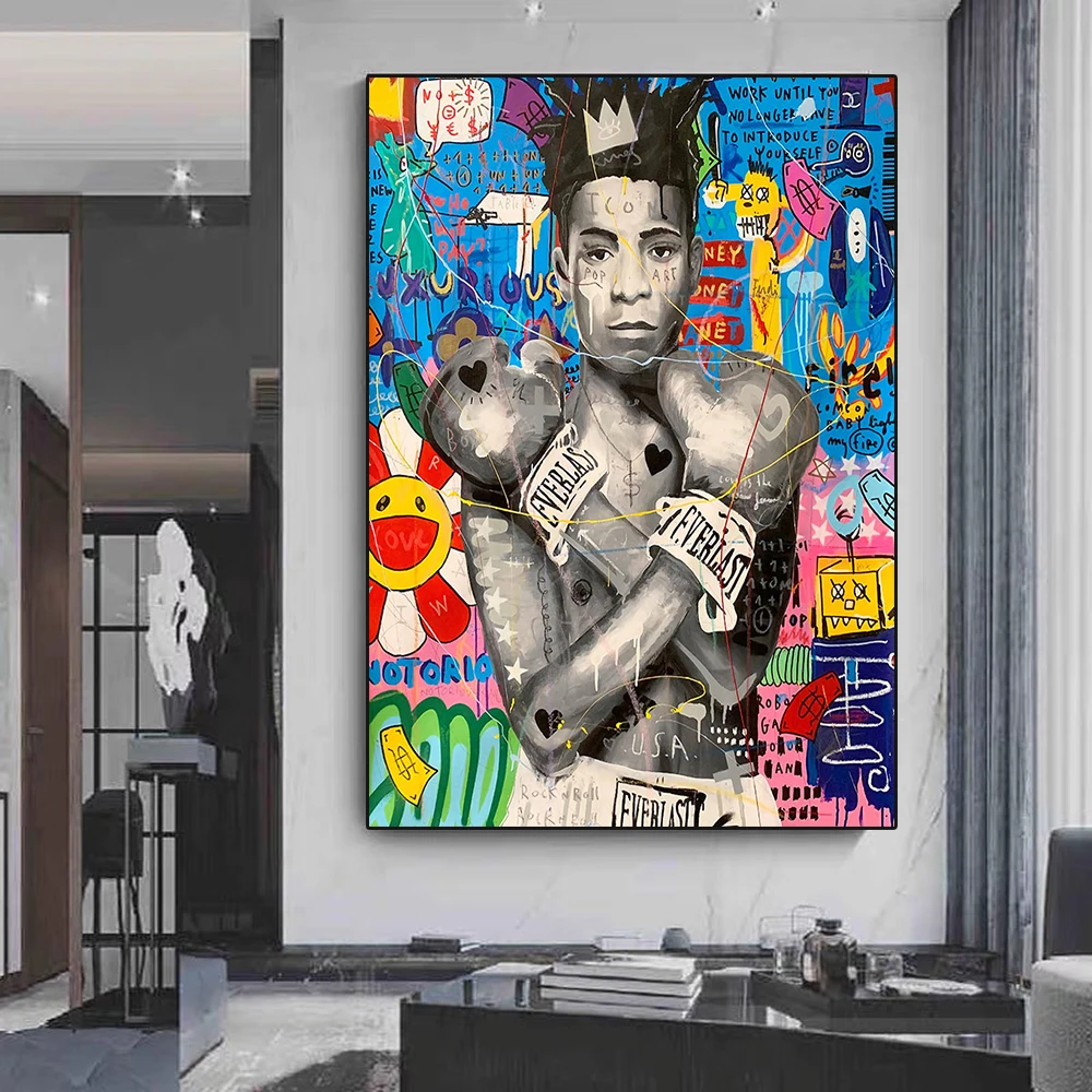 

Graffiti Pop Art Boxer Queen Portrait Canvas Painting Posters and Prints Wall Pictures For Living Room Home Decoration Cuadros