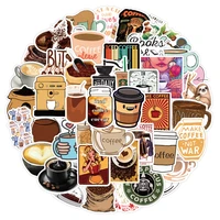 50pcs cute coffee stickers for notebooks stationery personalized sticker aesthetic scropbook supplies scrapbooking material