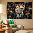 Современные картины с животными фреймами Король джунглей, настенные картины с художественной печатью для гостиной, домашний декор