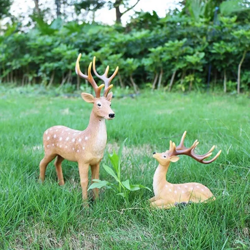 

Deer Figurine Resin Animal Statues Accessories Sculpture Craft Gift Home Decor Reindeer Livingroom Desktop Ornament