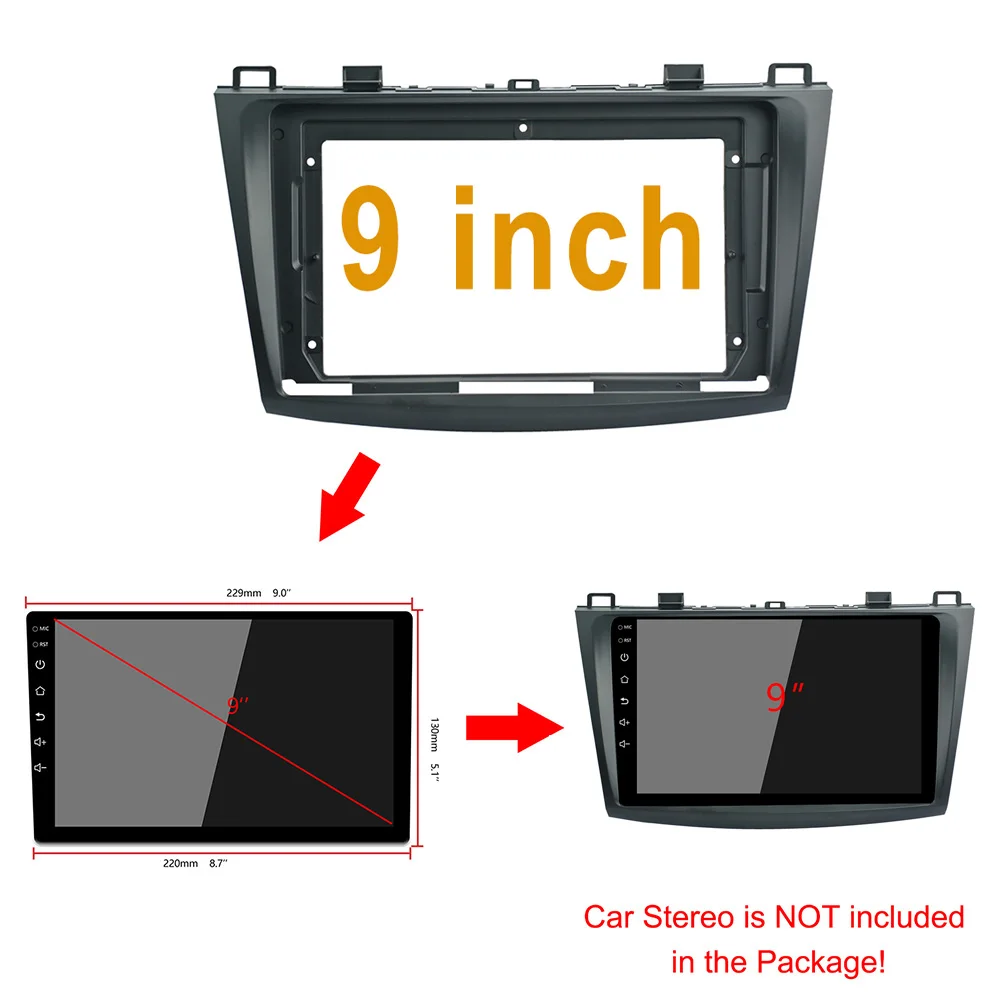 Комплект облицовки 9 дюймовой автомобильной панели для MAZDA 3 Alexa 2009 2012 один/двойной