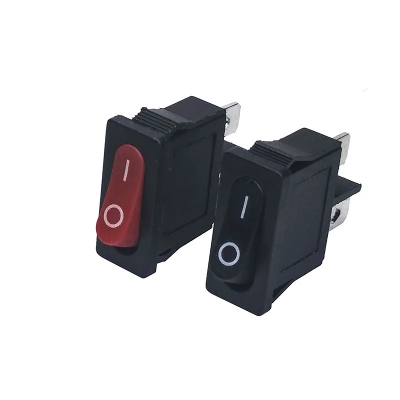 

10pcs/batch KCD1-110 21*10mm SPST 2-pin 250V 6A red and black marine switch management unit ON OFF rocker position