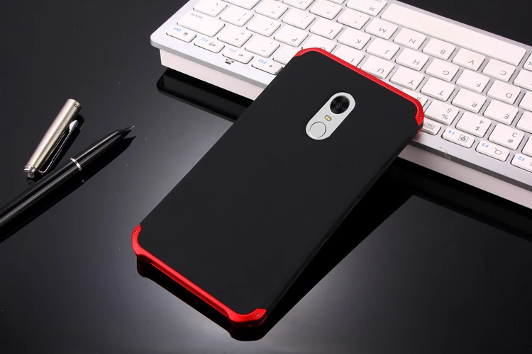 Black Red Side Текстурированная антиосенняя Металлическая Рамка PC BackPlate для Redmi Note 4X Note4 Global алюминиевый сплав бампер чехол Note 4 крышка с подарком - Цвет: Black Red Side