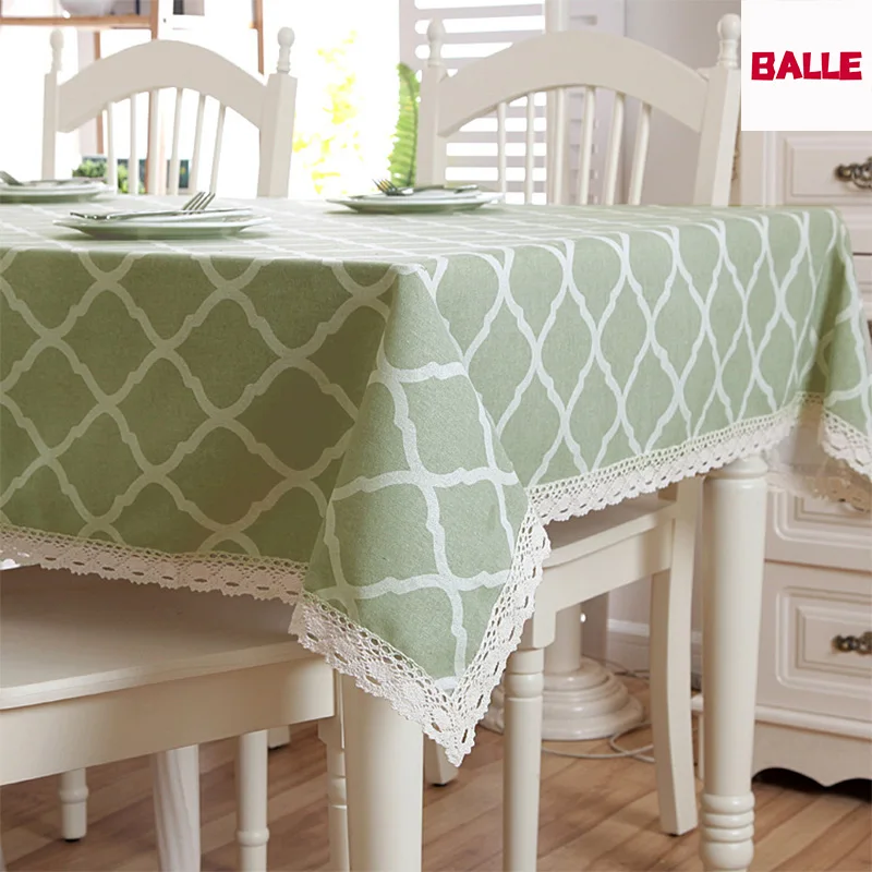 Льняные хлопковые скатерти с принтом BALLE для прямоугольного стола серый