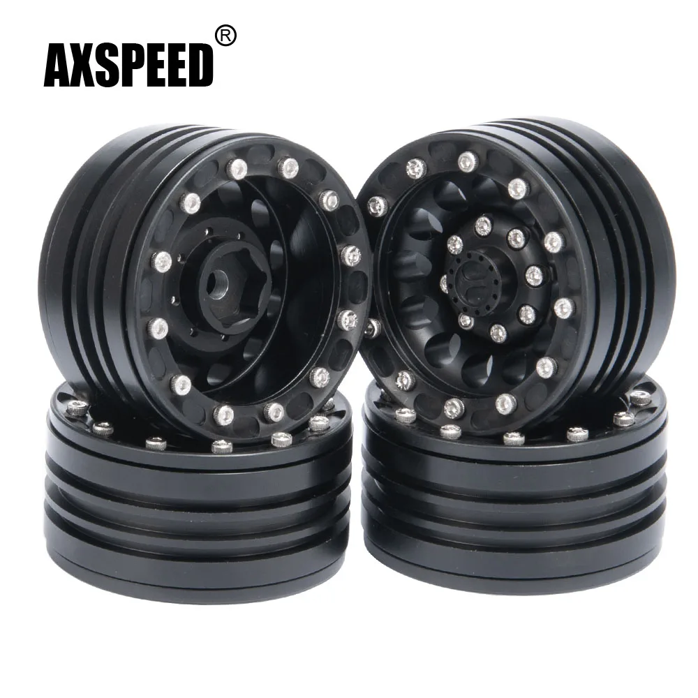 

AXSPEED 4 шт./лот 1/10 RC Гусеничный автомобиль обновленные детали из металлического сплава 1,9 дюйма Beadlock колесный обод ступицы для Axial SCX10 Tamiy CC01 D90