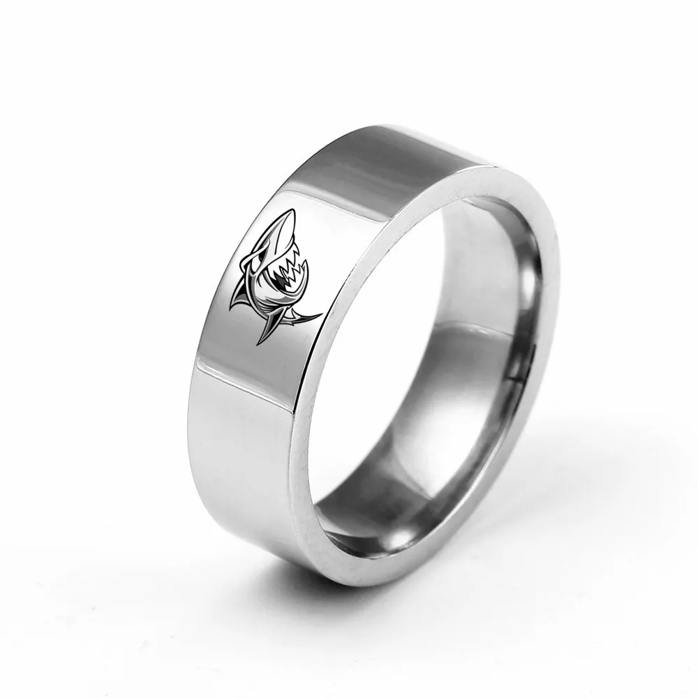 MOREDEAR Charm Design 6mm Stainless Steel Ring For Men and Women Shark Ring