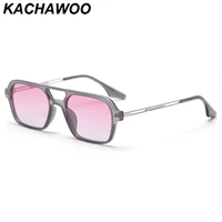 kachawoo square vintage sunglasses men polarized women retro eyeglasses tr90 unisex decoration summer pink black double bridge