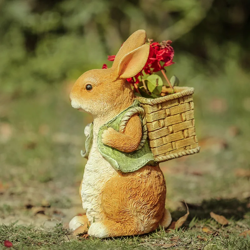 

Easter Decorations For Home Cute Rabbit Resin Garden Ornaments Balcony Courtyard Park Outdoor Fairy Ornaments Zoo Art Gift