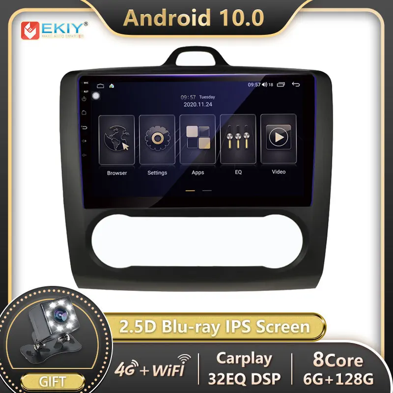 

EKIY 8 ядер DSP Авторадио Android 10 для Ford Focus 2005-2011 автомобильное радио мультимедиа 1280*720 IPS экран навигация GPS no 2 din