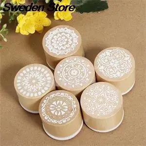 6 шт./компл. сделай сам винтажный цветочный узор в стиле ретро круглая деревянная