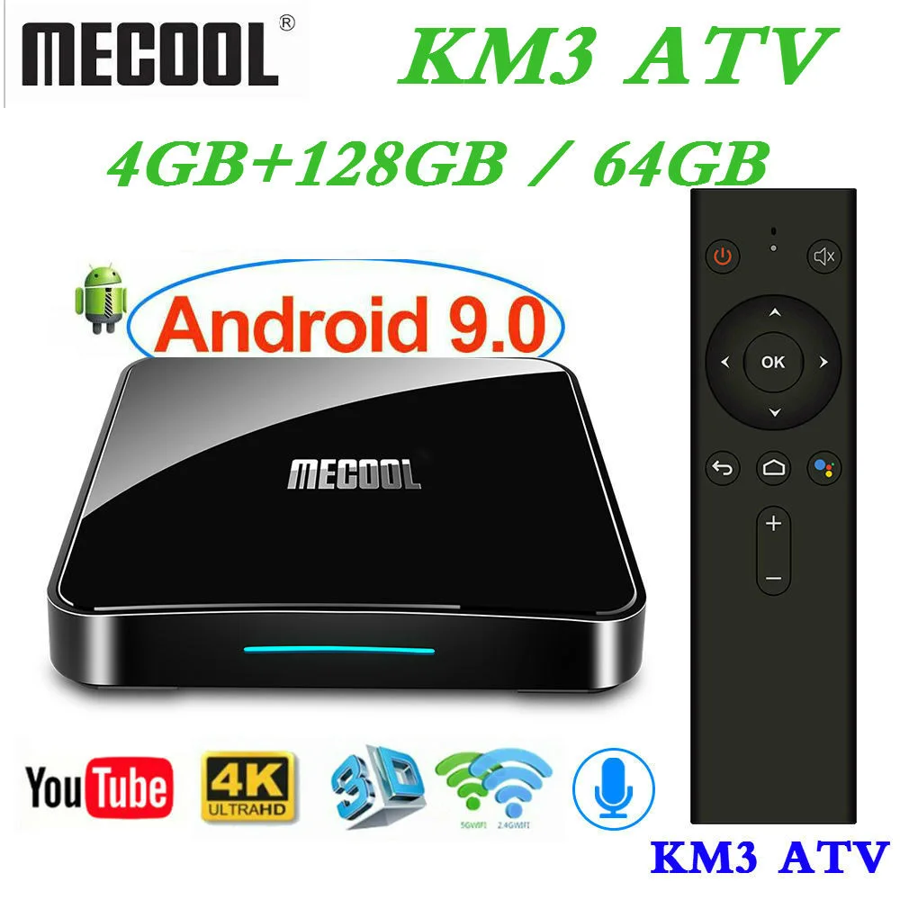 Макс 4 Гб ОЗУ 128 Гб ПЗУ Mecool Android tv KM3 ТВ приставка Android 9,0 Google Сертифицированный S905X2 4K Smart медиаплеер KM9 PRO A tv 2G16G