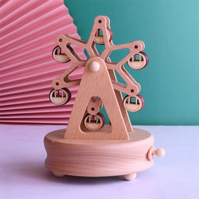

Romantic Rotating Wooden Music Box Handcraft Collection Home Decorations Gifts