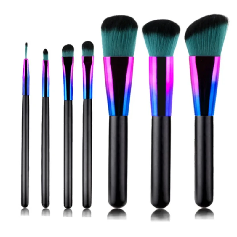 

Набор кистей для макияжа с градиентной деревянной ручкой, 7 шт.