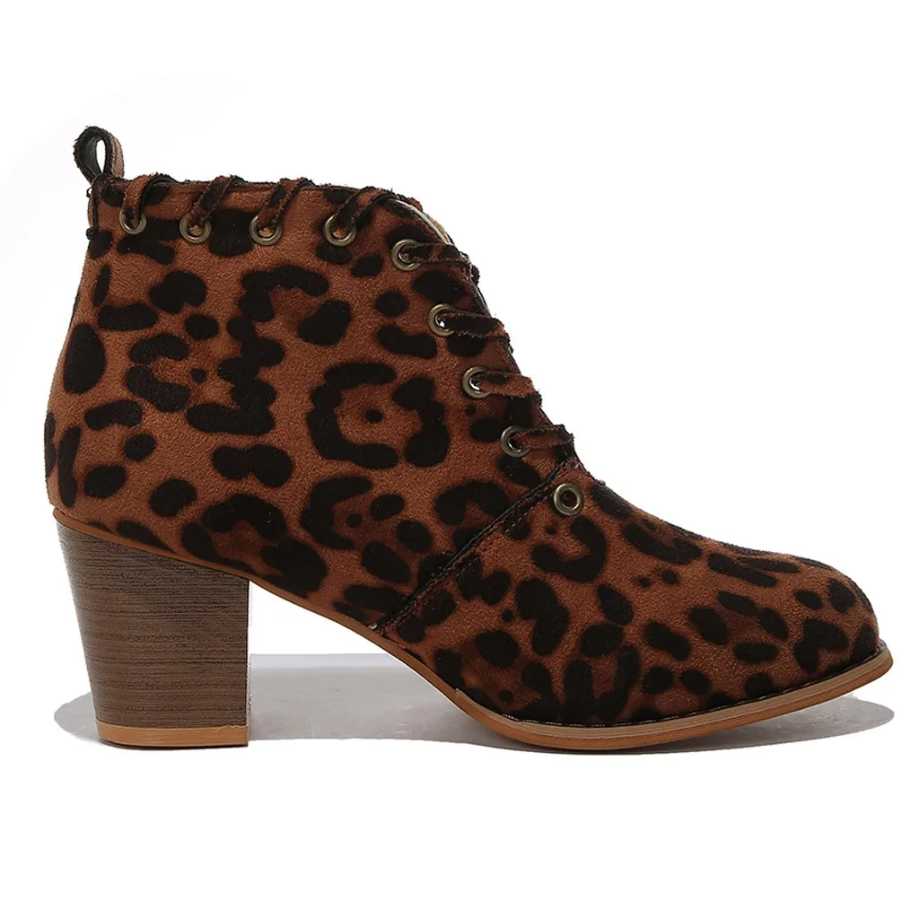 Женские ботильоны с леопардовым принтом Модные женские в стиле ретро