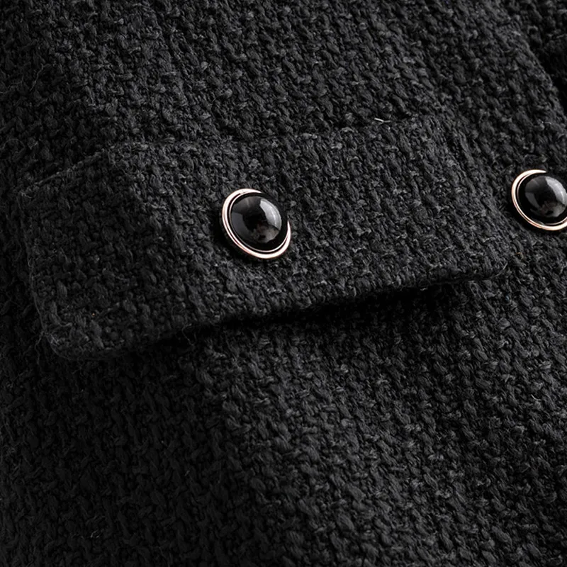 NSZ женское черное твидовое платье без рукавов с глубоким v-образным вырезом