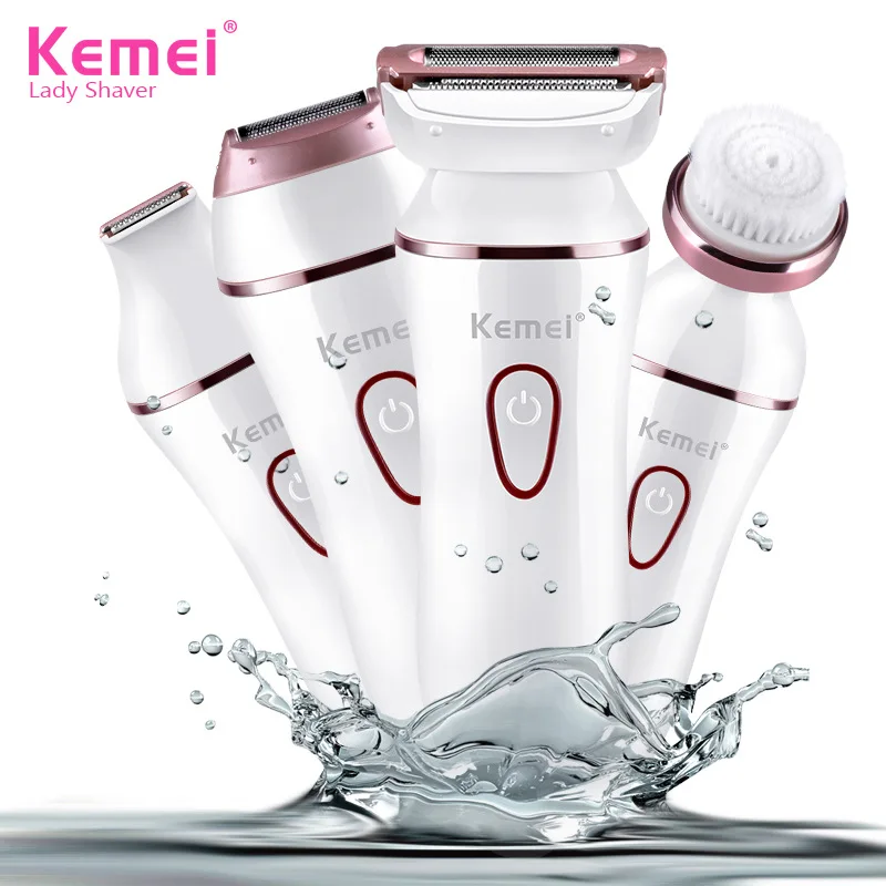 

Kemei 4 в 1 леди электробритва комплект беспроводной электрический эпилятор для Для женщин Бикини подмышек тела средства для бритья