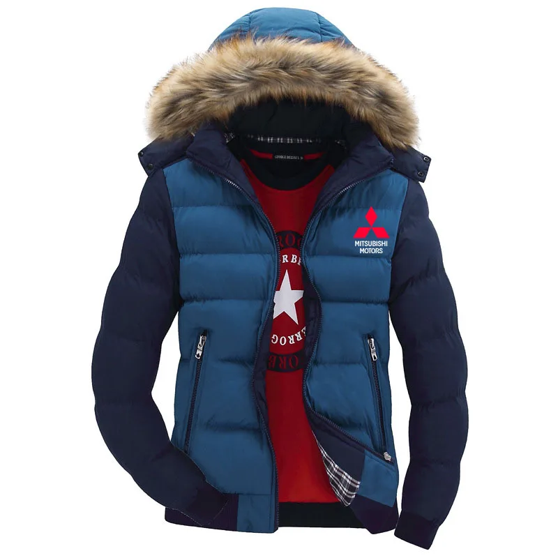 

Fashion New Men's Hoodie Mitsubishi Car Logo Casual Cotton Wool Hoody Male Winter Fleece Thicken Warm Mens Hoodies Zipper Jacket